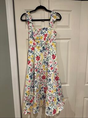 White Floral Sundress - Bright Multicolor Print